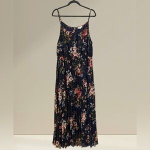 Indigo Rose Pleated Skirt Floral Maxi Dress Womens size 2X